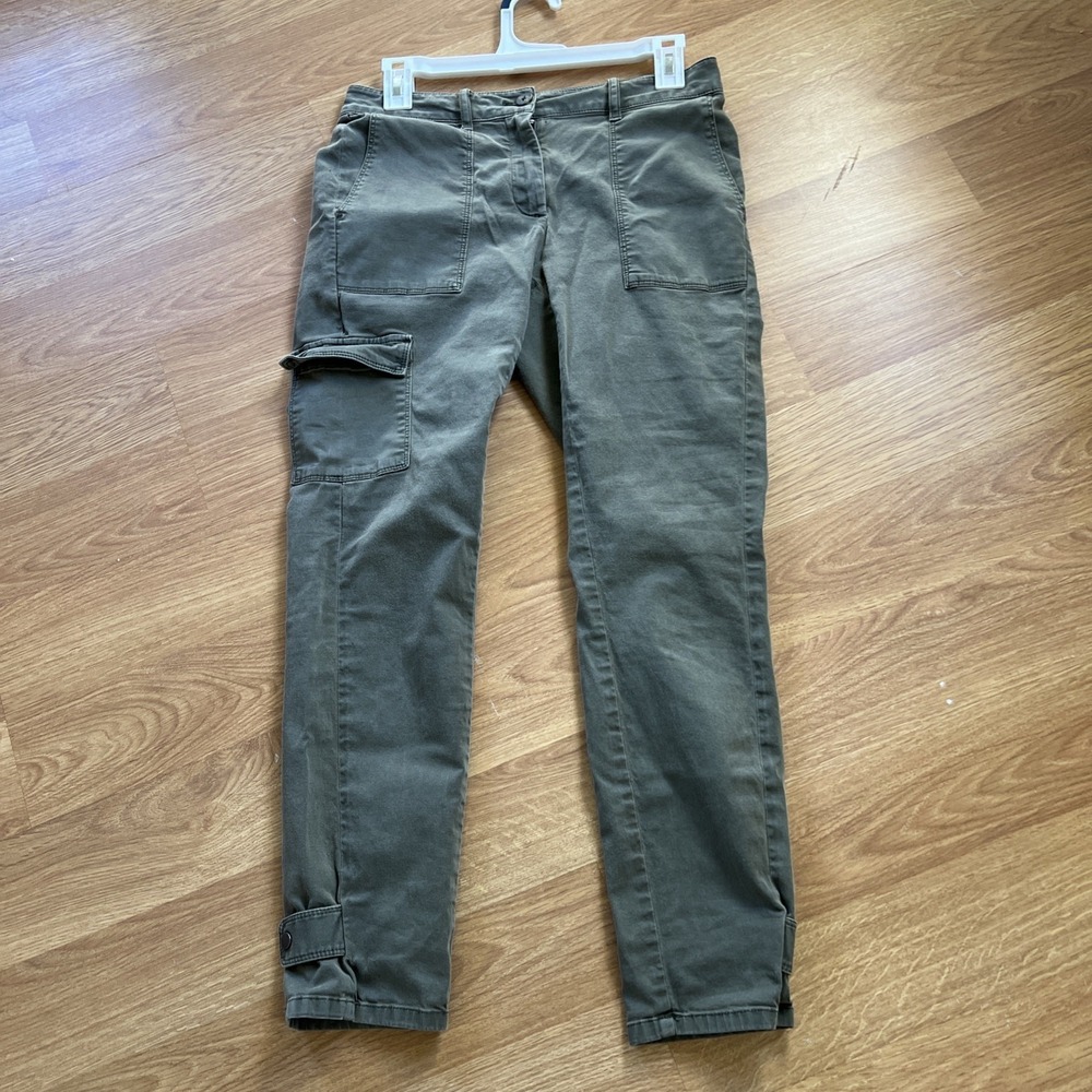 J. Jill Stretch Cargo‎ Pants Ankle Length Olive Green Gorpcore Women's Size 4